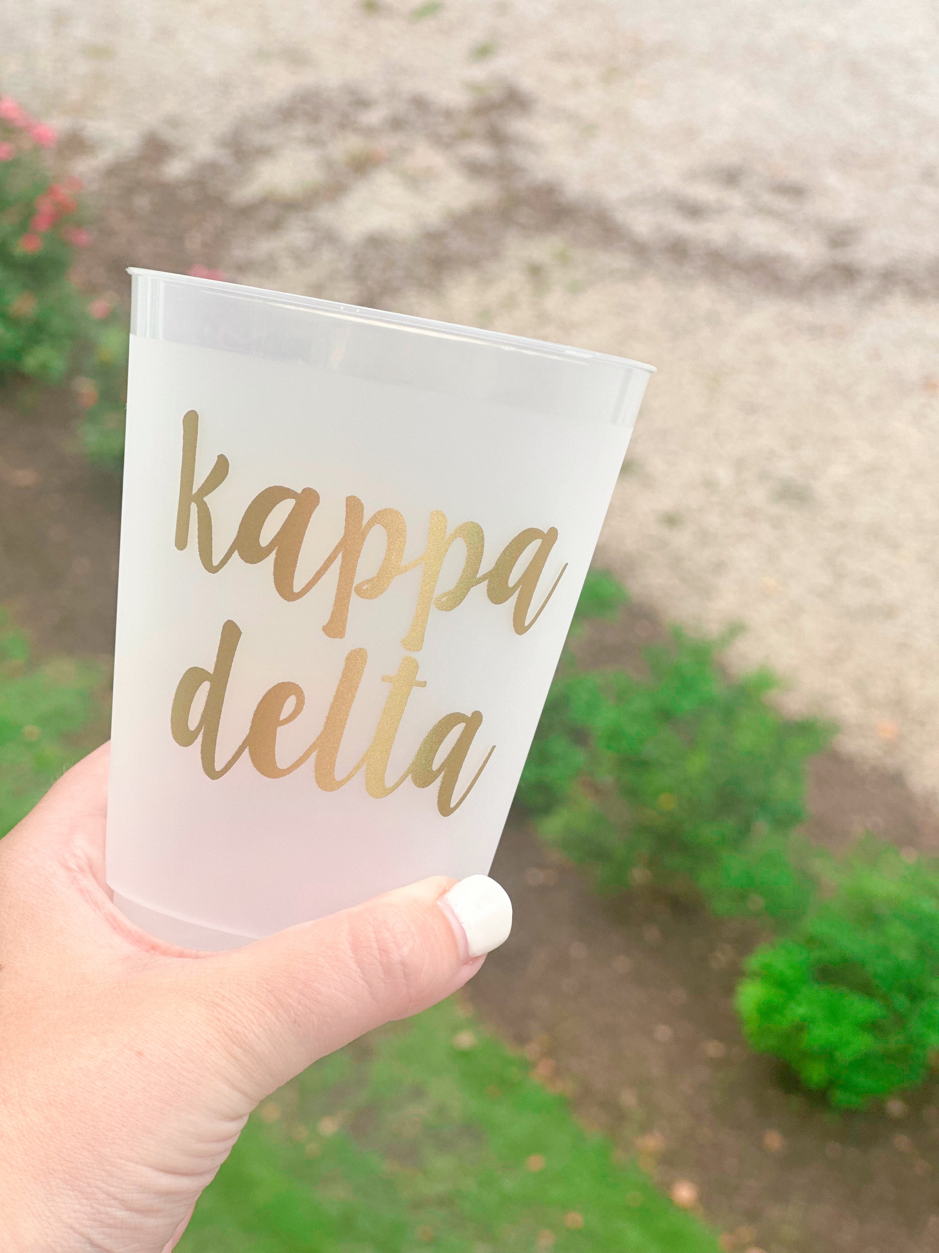 Scripted Cups GOLD SORORITY SCRIPT FROST FLEX CUPS – Leigh + Letters