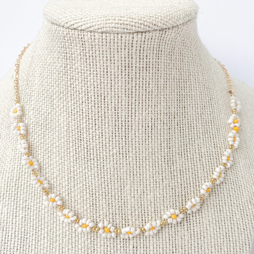 Agate and Brass Hand Crocheted Necklace - Daisy Melody | NOVICA